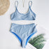 Glitter Sparkling Female Swimsuit High Waist Bikini Women's High Waist Bikinis Party Glitter Scoop Neck Crop Top Swimsuits Two Piece Bathing Suit Women Swimwear Two-pieces Bikini Set Summer Swim Suit