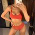 Glitter Sparkling Female Swimsuit High Waist Bikini Women's High Waist Bikinis Party Glitter Scoop Neck Crop Top Swimsuits Two Piece Bathing Suit Women Swimwear Two-pieces Bikini Set Summer Swim Suit