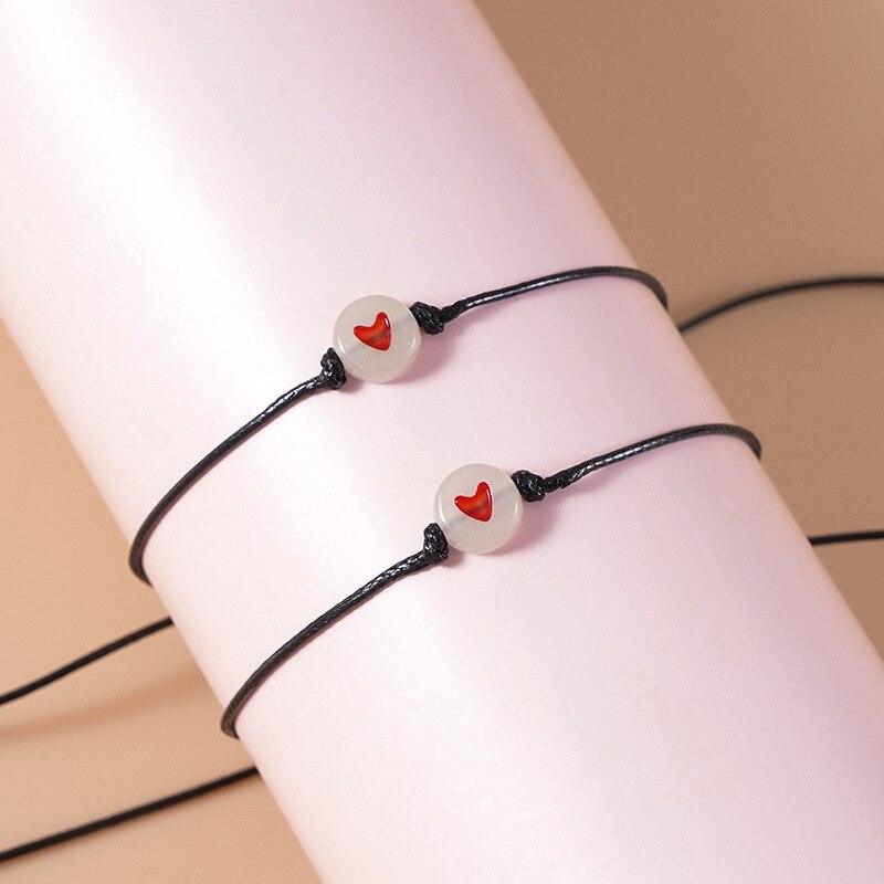 Glow In Dark Hand Bracelets With Luminous Bead Matching Friendship Bracelets Gift Luminous Acrylic Friendship Card Bracelet Set Couples Matching Bracelets Friendship Jewelry For Valentine's Day Mother's Day