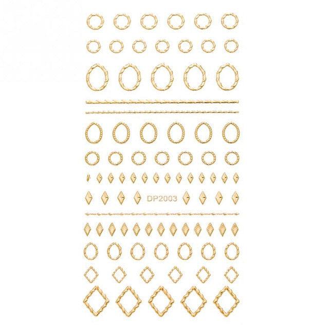 Gold 3D Nail Sticker Curve Stripe Lines Nails Stickers Gradient Adhesive Striping Tape Nail Foil Nail Art Stickers Decals Silver Strip Line Nail Decal Self-Adhesive 3D Wave Decal Decoration Metallic Curve Design Decoration for Women Girls