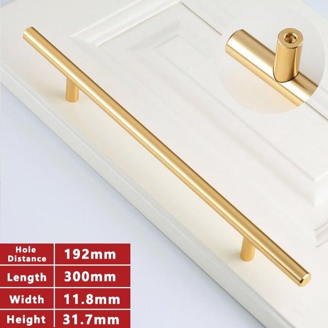 Gold Kitchen Door T Bar Straight Cupboard Handle Knobs Cabinet Pull Aluminum Alloy Handles Furniture Handle T Bar Handles for Kitchen Cabinets Door Brushed Brass Drawer Pulls Knobs Stainless Steel Furniture Hardware