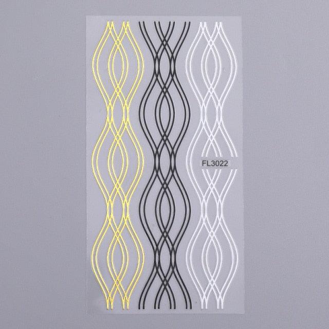 Gold Silver 3D Nail Sticker Curve Stripe Lines Nails Stickers Gradient Adhesive Striping Tape Nail Art Stickers Decal Decoration Metallic Curve Strip Line Nail Decal Self-Adhesive 3D Wave Design Decoration for Women Girls - ALLURELATION - 3D Nail Art, 554, Nail Accessories, Nail Art, Nail Art Decals, Nail Art Stickers, Nail Decals, nail decor, Nail Decoration, Nail Decorations, Nail Stickers, Nail Stickers Halloween, Nail Strips, Nail Supplies, nail tips, Nails Art Decoration - Stevvex.com