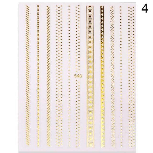 Gold Silver 3D Nail Sticker Curve Stripe Lines Nails Stickers Gradient Adhesive Striping Tape Nail Art Stickers Decal Decoration Metallic Curve Strip Line Nail Decal Self-Adhesive 3D Wave Design Decoration for Women Girls - ALLURELATION - 3D Nail Art, 554, Nail Accessories, Nail Art, Nail Art Decals, Nail Art Stickers, Nail Decals, nail decor, Nail Decoration, Nail Decorations, Nail Stickers, Nail Stickers Halloween, Nail Strips, Nail Supplies, nail tips, Nails Art Decoration - Stevvex.com