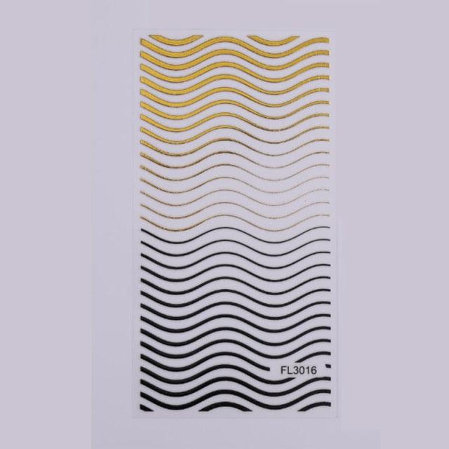 Gold Silver 3D Nail Sticker Curve Stripe Lines Nails Stickers Gradient Adhesive Striping Tape Nail Art Stickers Decal Decoration Metallic Curve Strip Line Nail Decal Self-Adhesive 3D Wave Design Decoration for Women Girls - ALLURELATION - 3D Nail Art, 554, Nail Accessories, Nail Art, Nail Art Decals, Nail Art Stickers, Nail Decals, nail decor, Nail Decoration, Nail Decorations, Nail Stickers, Nail Stickers Halloween, Nail Strips, Nail Supplies, nail tips, Nails Art Decoration - Stevvex.com