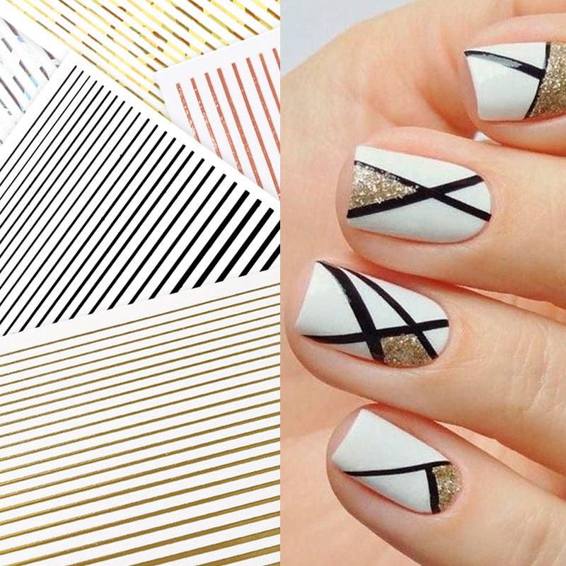 Gold Silver 3D Nail Sticker Curve Stripe Lines Nails Stickers Gradient Adhesive Striping Tape Nail Art Stickers Decal Decoration Metallic Curve Strip Line Nail Decal Self-Adhesive 3D Wave Design Decoration for Women Girls - ALLURELATION - 3D Nail Art, 554, Nail Accessories, Nail Art, Nail Art Decals, Nail Art Stickers, Nail Decals, nail decor, Nail Decoration, Nail Decorations, Nail Stickers, Nail Stickers Halloween, Nail Strips, Nail Supplies, nail tips, Nails Art Decoration - Stevvex.com