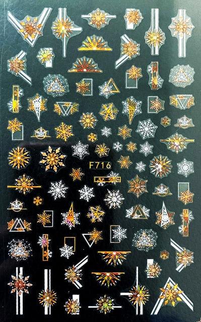 Gold Silver White Snowflakes 3D Nail Stickers Iridescent Self Adhesive Transfer Decals Manicures Art Decoration Slider  Nails Decals Sticker Hot Sexy Girl Tip Back Glue Decal Cool Lollipop Self Adhesive Acrylic Tips Tool Decoration