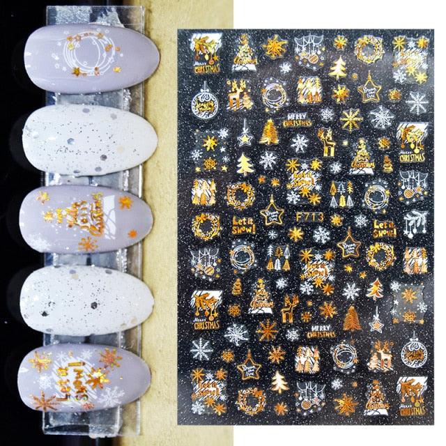 Gold Silver White Snowflakes 3D Nail Stickers Iridescent Self Adhesive Transfer Decals Manicures Art Decoration Slider  Nails Decals Sticker Hot Sexy Girl Tip Back Glue Decal Cool Lollipop Self Adhesive Acrylic Tips Tool Decoration