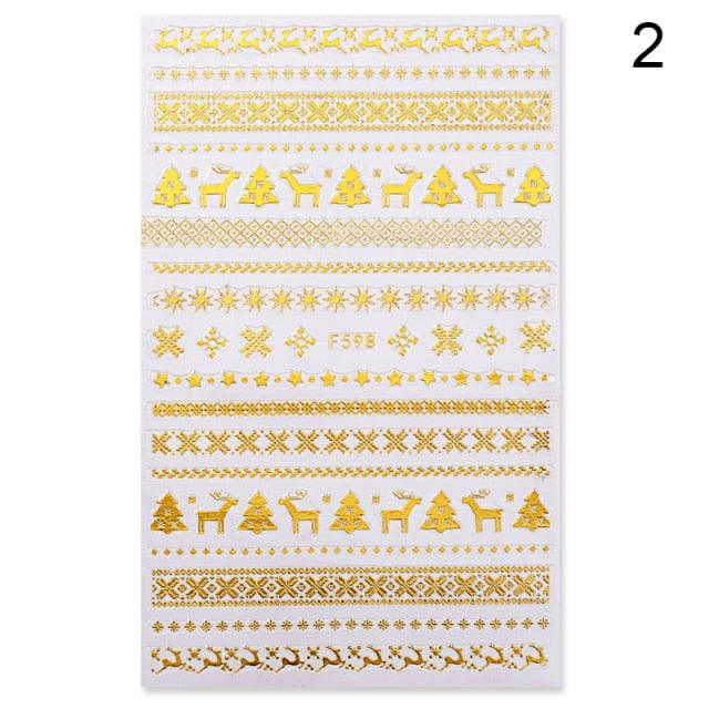 Gold Silver White Snowflakes 3D Nail Stickers Iridescent Self Adhesive Transfer Decals Manicures Art Decoration Slider  Nails Decals Sticker Hot Sexy Girl Tip Back Glue Decal Cool Lollipop Self Adhesive Acrylic Tips Tool Decoration