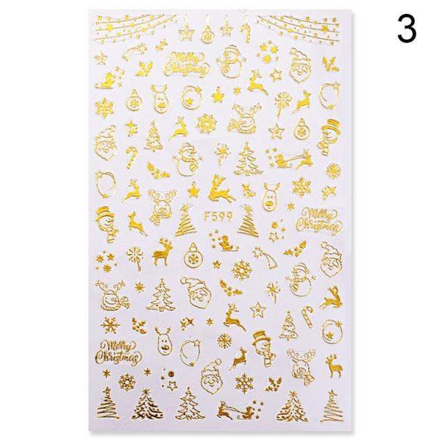 Gold Silver White Snowflakes 3D Nail Stickers Iridescent Self Adhesive Transfer Decals Manicures Art Decoration Slider  Nails Decals Sticker Hot Sexy Girl Tip Back Glue Decal Cool Lollipop Self Adhesive Acrylic Tips Tool Decoration