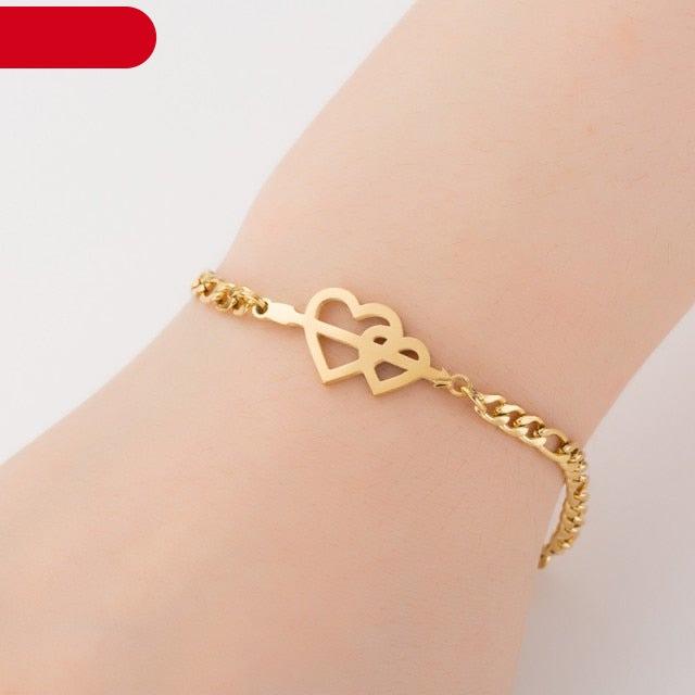 Gold Stainless Steel Animal Bracelets For Women Everyday Jewellery Butterfly Charm Gold Chain Bracelets Set For Women Adjustable Fashion Paperclip Link Beaded Bracelet Charming Women Jewelry