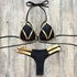 Golden Bikini Set Padded Women Swimsuit Push Up Swimwear Summer Beachwear Bathing Suit Women's Push Up Two Piece Bikini Swimsuits Elegant Lace Up Bathing Suits