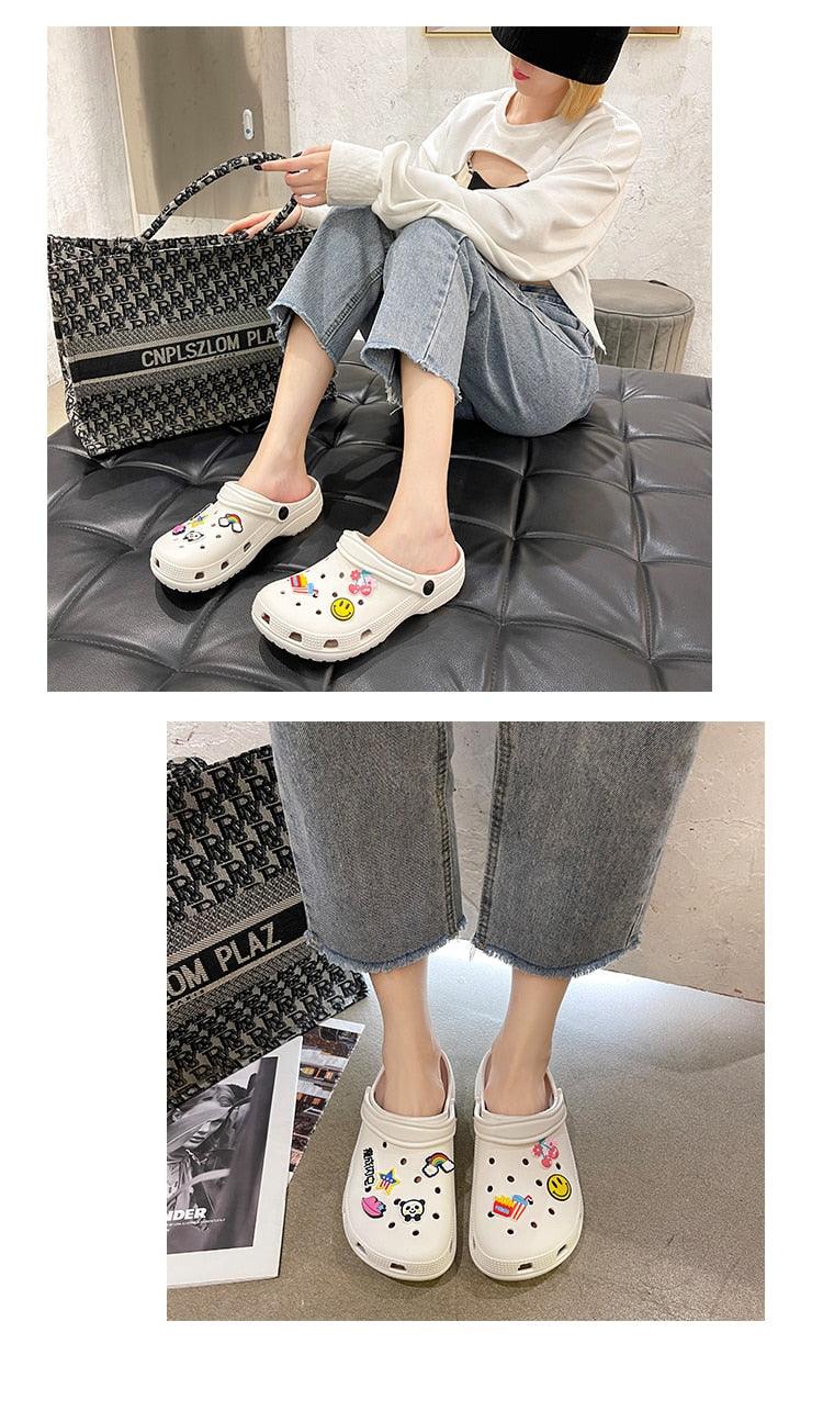 Gray Cute Summer Sandals Women Beach Sandals Non Slip Comfortable Lightweight Outdoor Sandals Woman Light Weight Quick Drying Slip-On Garden Clog Shoes Rubber Slipper