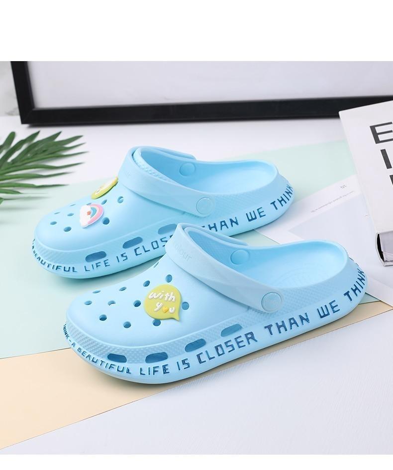 Gray Cute Summer Sandals Women Beach Sandals Non Slip Comfortable Lightweight Outdoor Sandals Woman Light Weight Quick Drying Slip-On Garden Clog Shoes Rubber Slipper