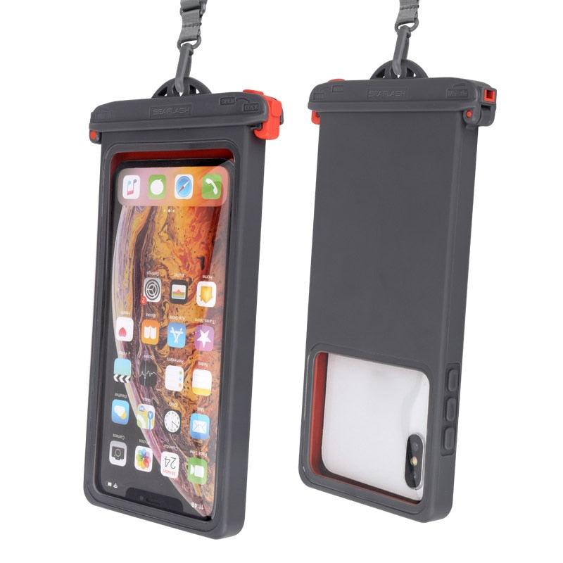 Gray Drop Resistant Waterproof Bag For Mobile Phones Under 6.9 Inches Plastic Mobile Phone Waterproof Case Diving Seal Phone Case Waterproof Pouch Phone  Underwater Case 35m