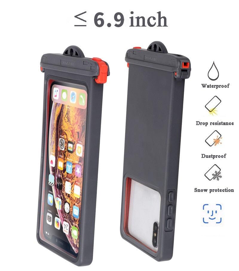 Gray Drop Resistant Waterproof Bag For Mobile Phones Under 6.9 Inches Plastic Mobile Phone Waterproof Case Diving Seal Phone Case Waterproof Pouch Phone  Underwater Case 35m