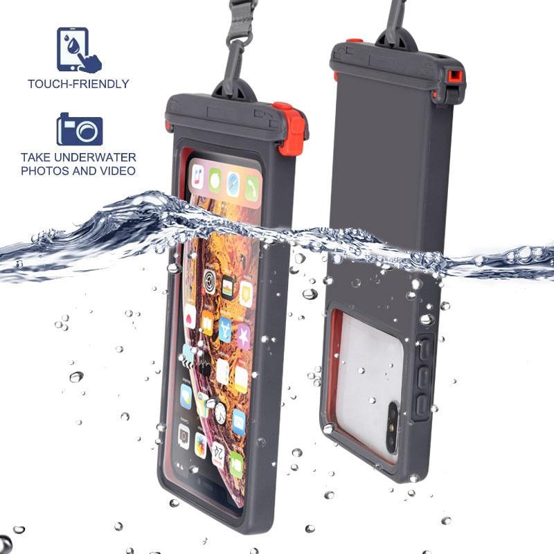 Gray Drop Resistant Waterproof Bag For Mobile Phones Under 6.9 Inches Plastic Mobile Phone Waterproof Case Diving Seal Phone Case Waterproof Pouch Phone  Underwater Case 35m