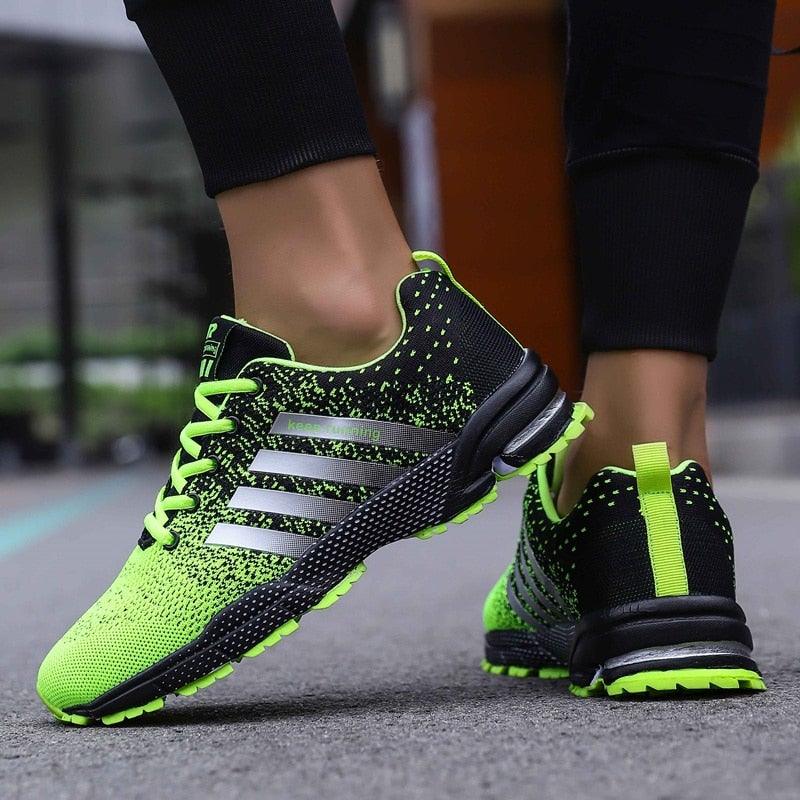 Green Breathable Mens Running Sneakers Outdoor Marathon Lightweight Running Mens Sport Shoes Athletic Footwear Breathable Comfortable Athletic Sport Sneakers