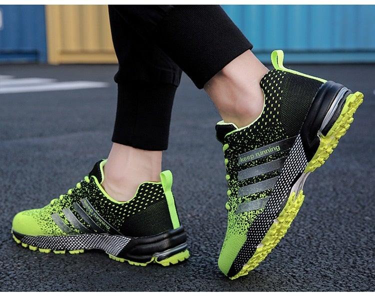 Green Breathable Mens Running Sneakers Outdoor Marathon Lightweight Running Mens Sport Shoes Athletic Footwear Breathable Comfortable Athletic Sport Sneakers