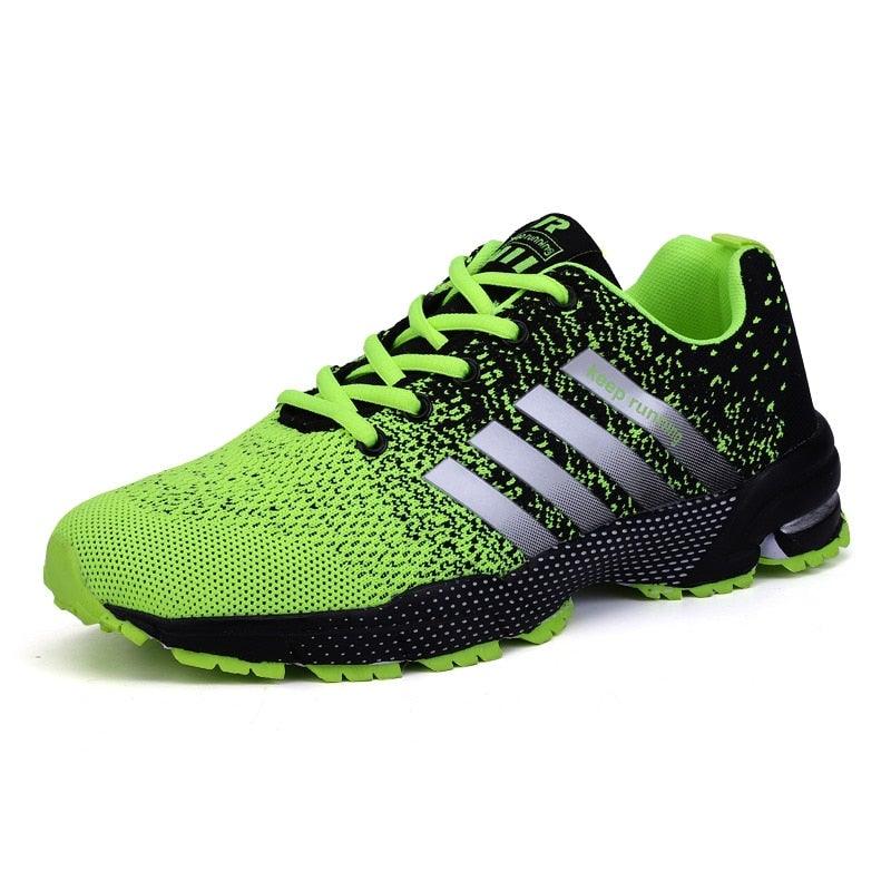 Green Breathable Mens Running Sneakers Outdoor Marathon Lightweight Running Mens Sport Shoes Athletic Footwear Breathable Comfortable Athletic Sport Sneakers