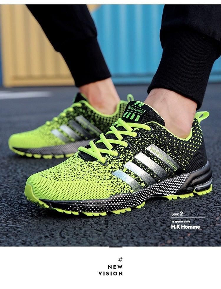 Green Breathable Mens Running Sneakers Outdoor Marathon Lightweight Running Mens Sport Shoes Athletic Footwear Breathable Comfortable Athletic Sport Sneakers