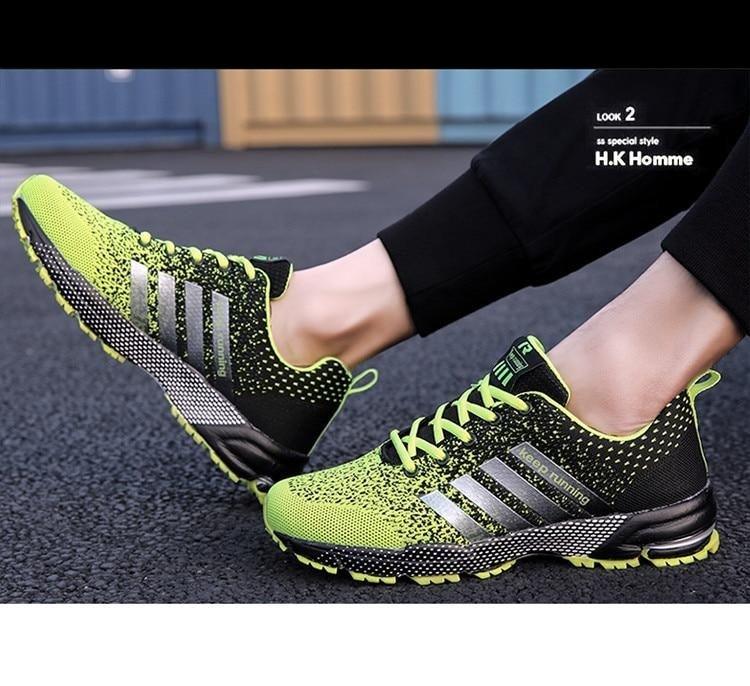 Green Breathable Mens Running Sneakers Outdoor Marathon Lightweight Running Mens Sport Shoes Athletic Footwear Breathable Comfortable Athletic Sport Sneakers