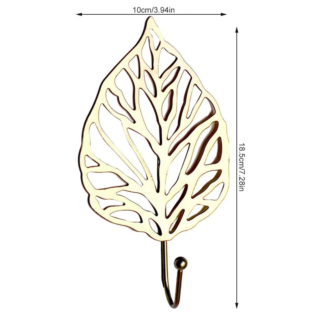 Green Gold Single Leaf Hanging Coat Hook Mini Wall Key Hook Home Decoration Modern Home Hanger Leaf Shape Coat Hooks Wall Mounted Hooks