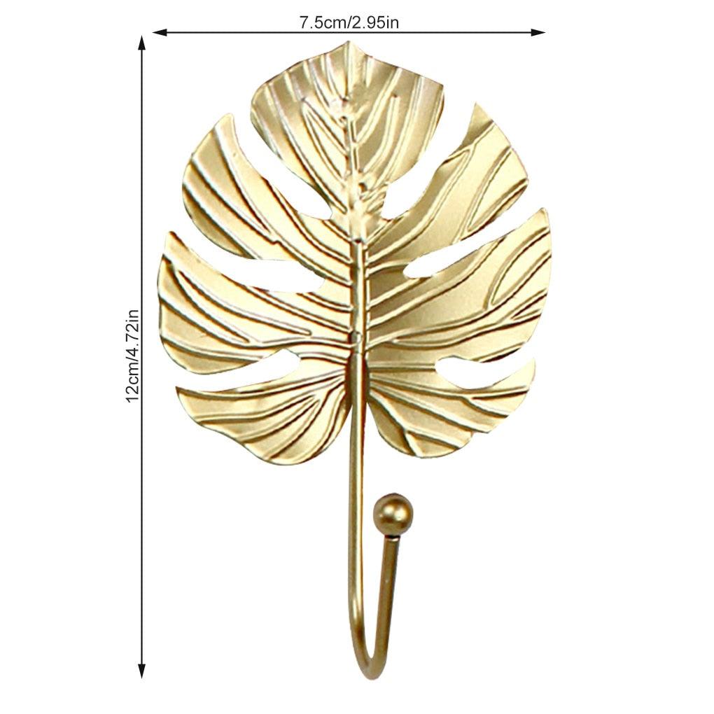 Green Gold Single Leaf Hanging Coat Hook Mini Wall Key Hook Home Decoration Modern Home Hanger Leaf Shape Coat Hooks Wall Mounted Hooks