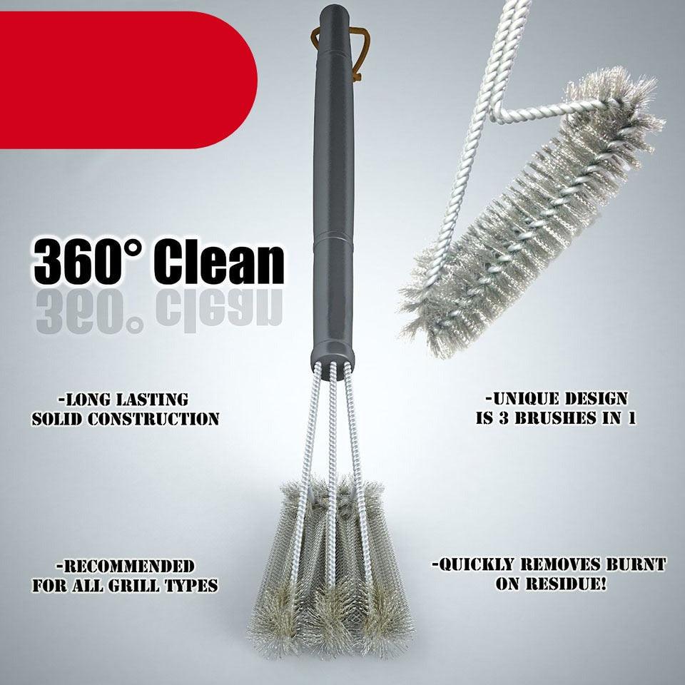 Grill Cleaning Brush BBQ Tool Grill Brush Stainless Steel Brushes Cleaning BBQ Accessories Best Cleaner Barbecue Stainless Steel Woven Wire Bristles Grill Brush Barbecue Grill Cleaner Safe Grill Cleaning Brush for Gas Charcoal Grilling