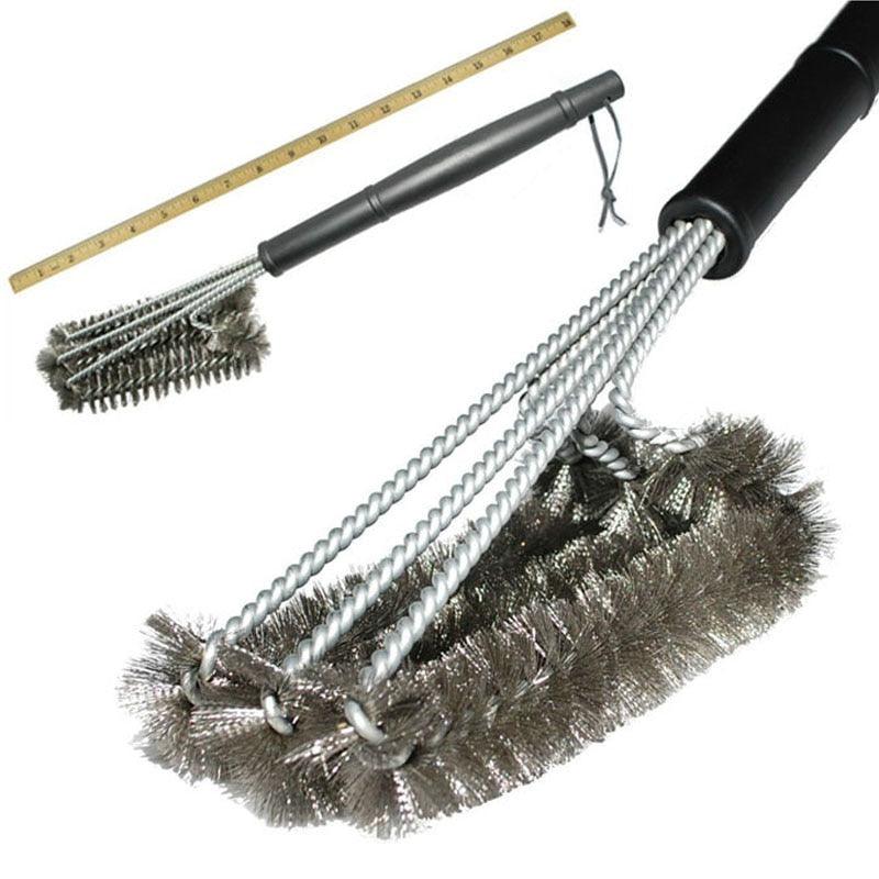 Grill Cleaning Brush BBQ Tool Grill Brush Stainless Steel Brushes Cleaning BBQ Accessories Best Cleaner Barbecue Stainless Steel Woven Wire Bristles Grill Brush Barbecue Grill Cleaner Safe Grill Cleaning Brush for Gas Charcoal Grilling