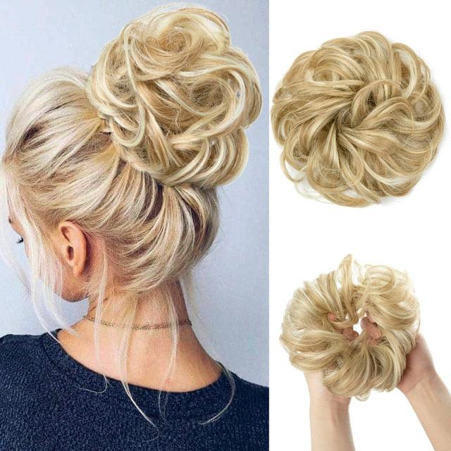 Hair Bun Extensions Messy Curly Elastic Hair Scrunchies Hairpieces Synthetic Chignon Donut Up-do Hair Pieces Clip in Hair Extension For Volumized Hair Buns For Girls