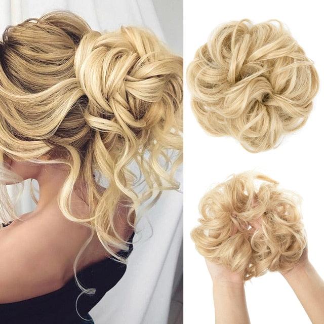 Hair Bun Extensions Messy Curly Elastic Hair Scrunchies Hairpieces Synthetic Chignon Donut Up-do Hair Pieces Clip in Hair Extension For Volumized Hair Buns For Girls