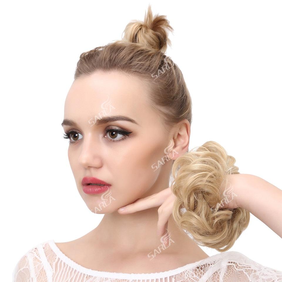 Hair Bun Extensions Messy Curly Elastic Hair Scrunchies Hairpieces Synthetic Chignon Donut Up-do Hair Pieces Clip in Hair Extension For Volumized Hair Buns For Girls