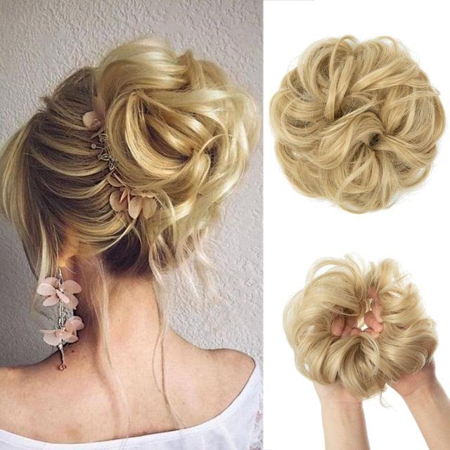 Hair Bun Extensions Messy Curly Elastic Hair Scrunchies Hairpieces Synthetic Chignon Donut Up-do Hair Pieces Clip in Hair Extension For Volumized Hair Buns For Girls