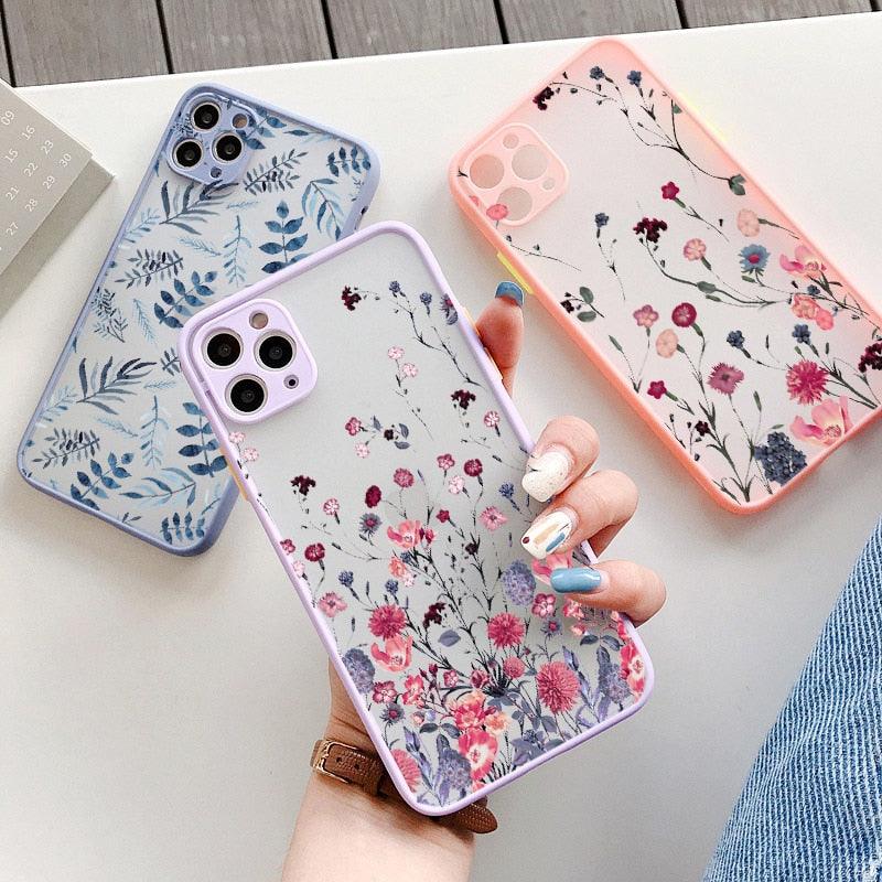 Hand Painted Phone Case For iphone X XS MAX XR Flower Cover Hard Shockproof Case For iPhone 6s 7 8 Plus SE 2 13 12 11 14 pro Flower Clear Floral Pattern for Woman Girl Frosted Hard PC Back Protective Bumper Silicone Shockproof for iPhone