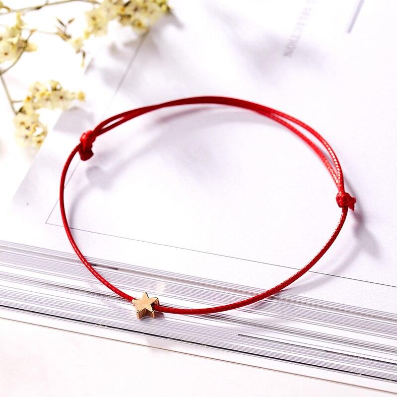 Handmade Red Thread String Rope Bracelet Cute Love Heart Star Butterfly Crown Cross Round Charm Star Heart Compass Bracelets Adjustable Bracelet Handmade Simple Cute Bracelets Best Friend Women Bracelet