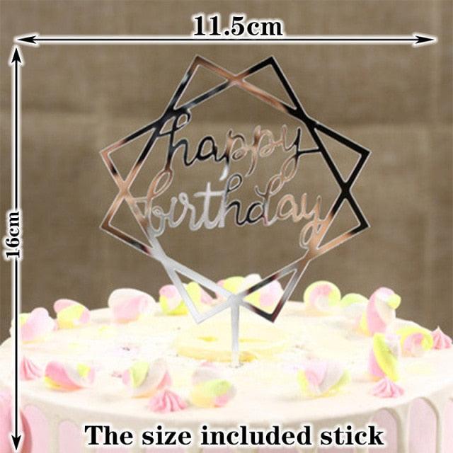 Happy Birthday Cake Topper Gold Cake Topper Acrylic Cake Topper Happy Birthday Cake Topper Cake Decoration Acrylic Letter Cake Toppers Party Supplies Happy Birthday Black Cake Decorations