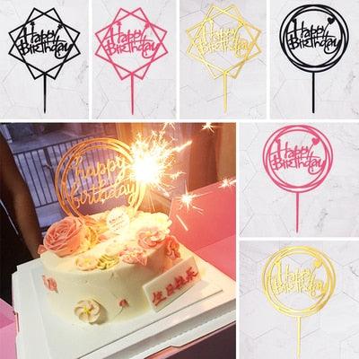 Happy Birthday Cake Topper Gold Cake Topper Acrylic Cake Topper Happy Birthday Cake Topper Cake Decoration Acrylic Letter Cake Toppers Party Supplies Happy Birthday Black Cake Decorations