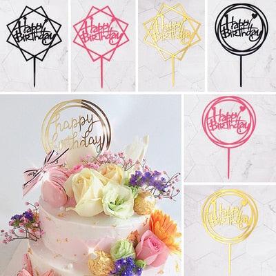 Happy Birthday Cake Topper Gold Cake Topper Acrylic Cake Topper Happy Birthday Cake Topper Cake Decoration Acrylic Letter Cake Toppers Party Supplies Happy Birthday Black Cake Decorations