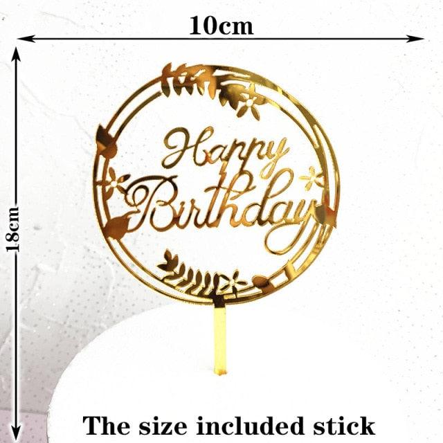 Happy Birthday Cake Topper Gold Cake Topper Acrylic Cake Topper Happy Birthday Cake Topper Cake Decoration Acrylic Letter Cake Toppers Party Supplies Happy Birthday Black Cake Decorations