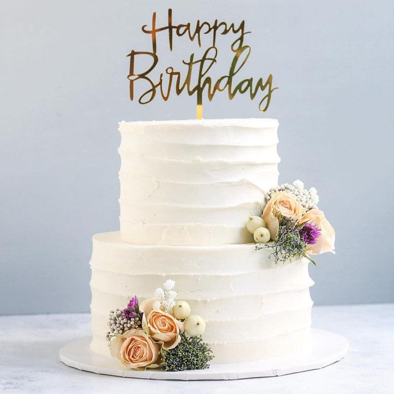 Happy Birthday Cake Topper Gold Cake Topper Acrylic Cake Topper Happy Birthday Cake Topper Cake Decoration Acrylic Letter Cake Toppers Party Supplies Happy Birthday Black Cake Decorations