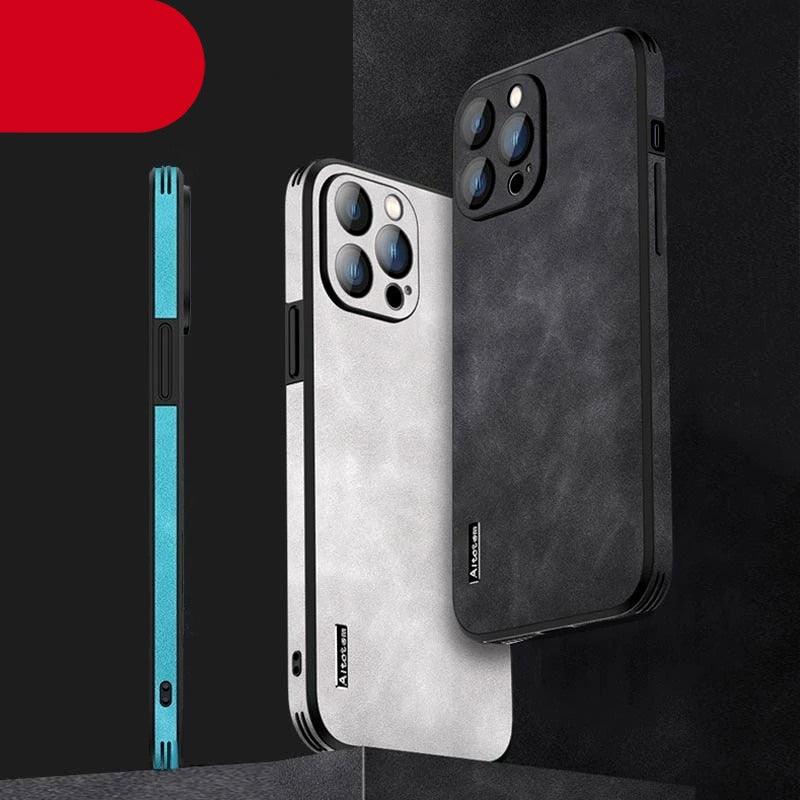 Hard Case Genuine Leather Case Compatible with iPhone Elegant Leather Phone Case For iPhone 12 13 14 Pro Max 14Plus 14 Retro Soft Silicone Case Phone Protection Lens Protection Cover