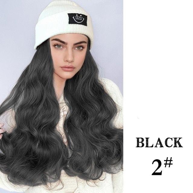 Hat Wig For Women Synthetic Long Wavy Wigs Autumn Winter Fashion  Knitted Cap Hair Wig Hair Extensions Wigs For Black Women Cosplay Wigs For Women