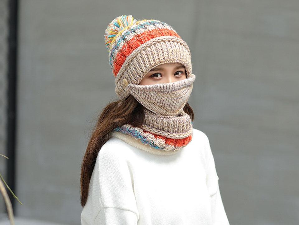 Hat Winter Mask balaclava Hat for girls Scarf Thick Warm Fleece Inside Knitted Hat Thick Mask Warm Full Face Scarf Winter Hats Hiking Face Scarf Balaclava Helmet Liner Cap Soft Sport Reusable Headgear Winter Fishing Warm Mask