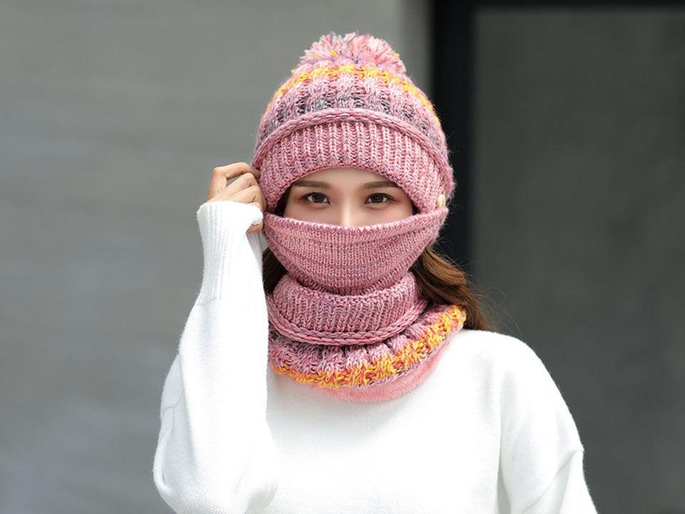 Hat Winter Mask balaclava Hat for girls Scarf Thick Warm Fleece Inside Knitted Hat Thick Mask Warm Full Face Scarf Winter Hats Hiking Face Scarf Balaclava Helmet Liner Cap Soft Sport Reusable Headgear Winter Fishing Warm Mask