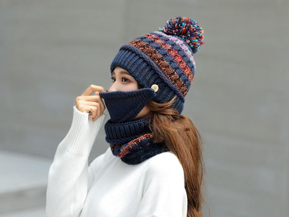 Hat Winter Mask balaclava Hat for girls Scarf Thick Warm Fleece Inside Knitted Hat Thick Mask Warm Full Face Scarf Winter Hats Hiking Face Scarf Balaclava Helmet Liner Cap Soft Sport Reusable Headgear Winter Fishing Warm Mask