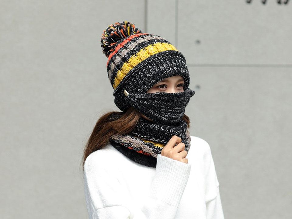 Hat Winter Mask balaclava Hat for girls Scarf Thick Warm Fleece Inside Knitted Hat Thick Mask Warm Full Face Scarf Winter Hats Hiking Face Scarf Balaclava Helmet Liner Cap Soft Sport Reusable Headgear Winter Fishing Warm Mask