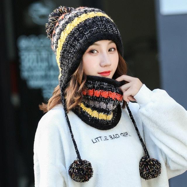 Hat Winter Mask balaclava Hat for girls Scarf Thick Warm Fleece Inside Knitted Hat Thick Mask Warm Full Face Scarf Winter Hats Hiking Face Scarf Balaclava Helmet Liner Cap Soft Sport Reusable Headgear Winter Fishing Warm Mask