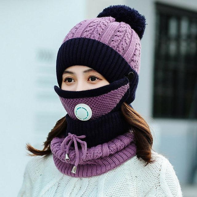 Hat Winter Mask balaclava Hat for girls Scarf Thick Warm Fleece Inside Knitted Hat Thick Mask Warm Full Face Scarf Winter Hats Hiking Face Scarf Balaclava Helmet Liner Cap Soft Sport Reusable Headgear Winter Fishing Warm Mask