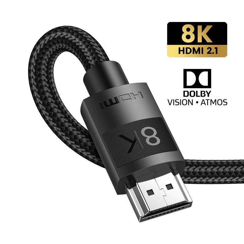 HDMI 2.1 Cable Ultra High Speed 8K60Hz 4K120Hz HDMI Splitter Cable 48Gbps Ultra High Speed 4K 120Hz Braided HDMI Cable Dynamic HDR Vision HDR 10 Compatible With UHD TV Laptop