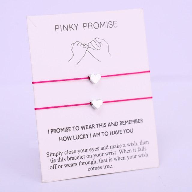 Heart Pinky Promise Adjustable Bracelets Best Friends Matching Bracelets For Couples Friendship Bracelet Adjustable Cord Relationship Him And Her Girlfriend Valentine's Day